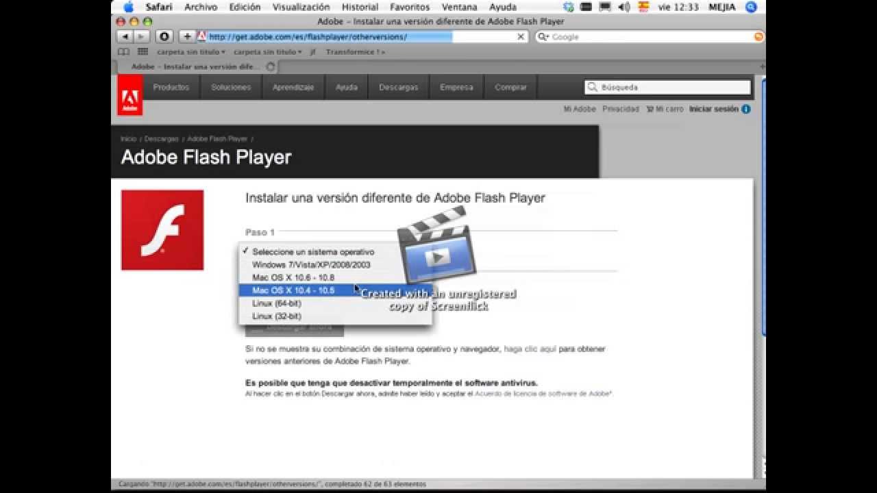 install adobe flash player for mac os x 10.11.6